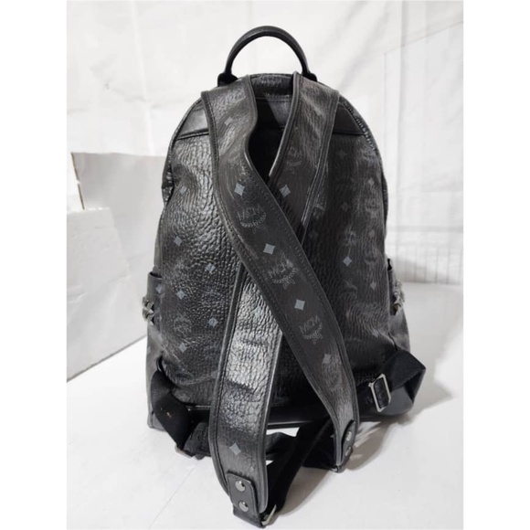 Authentic MCM Visetos Stark Leather Backpack Black main image 4